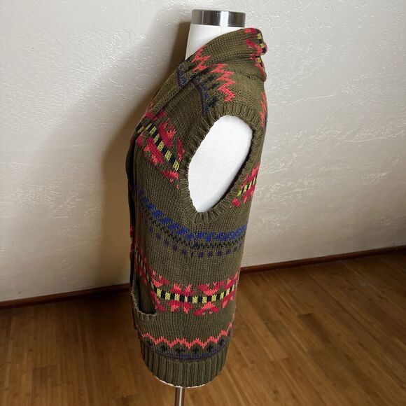 Harolds Vintage Vest Womens Small Green Printed Shawl V Neck Sleeveless - Picture 5 of 8